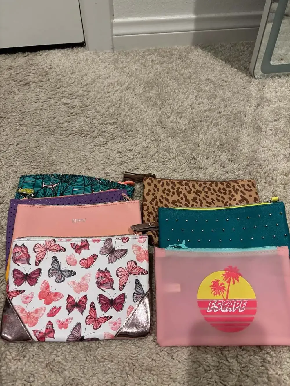 Lot of 7 Assorted Ipsy Cosmetic Makeup Bags